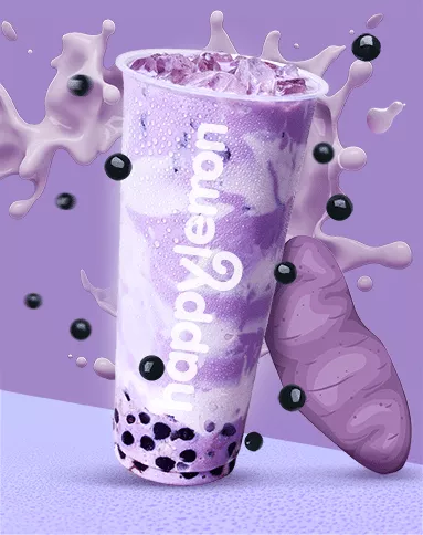 Ube Milk Tea with Taro Ball
